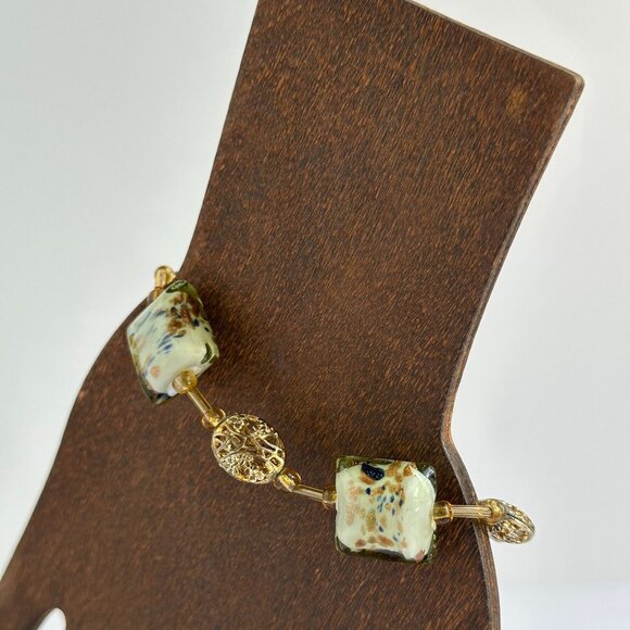 Murano Style Art Glass Bracelet 7.5" - Picture 4 of 7